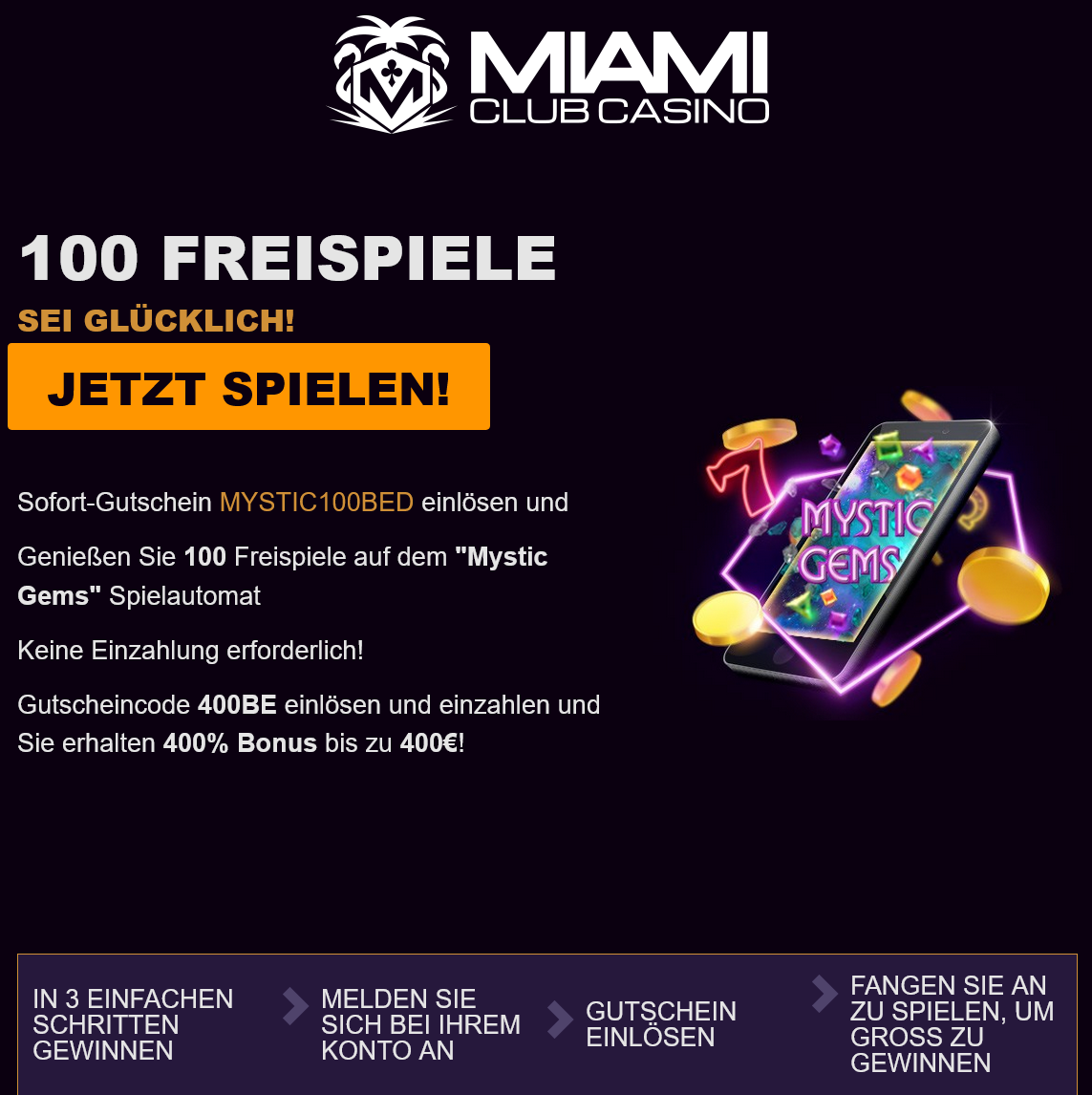 Miami Club 100 Free Spins
                                        (German)